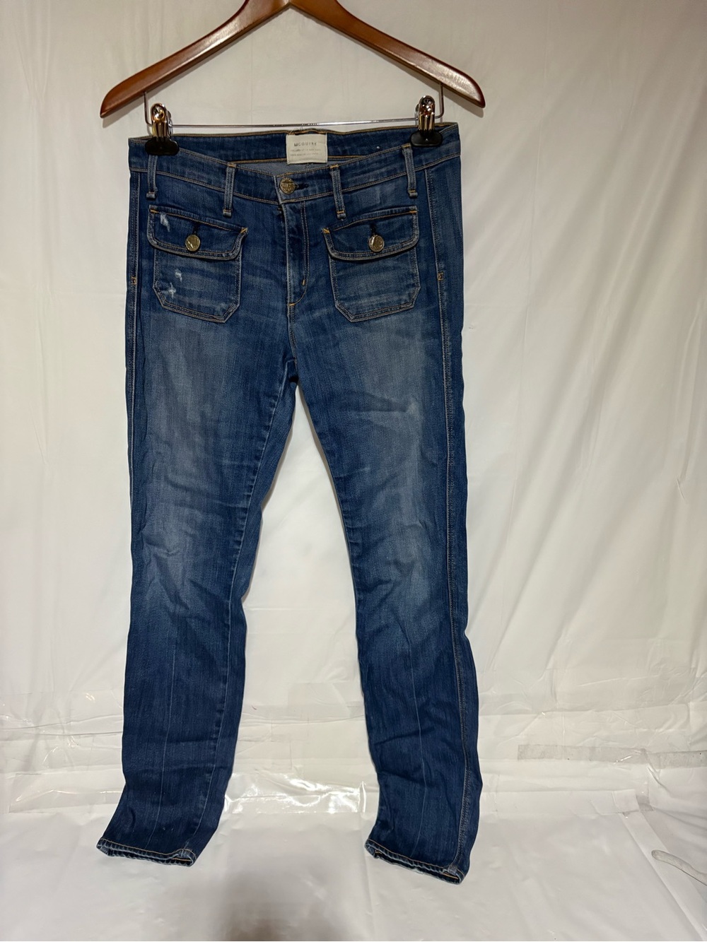 McGuire Denim Women’s Dark Blue Skinny Jeans with Front Flap Pockets